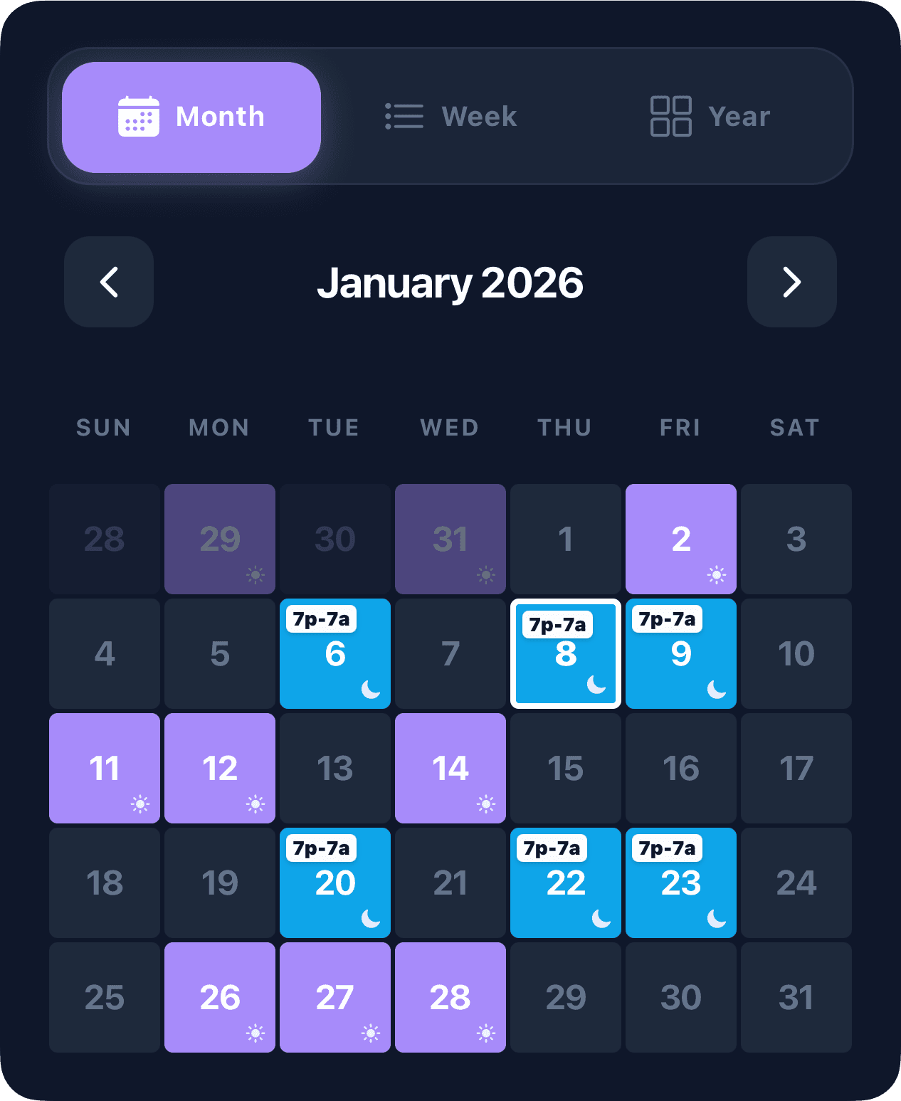 ShiftBear App - Shift Calendar